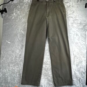 Evergreen Chino Pants Mens 34x34 Olive Green Straight Leg Cotton Twill (1563)
